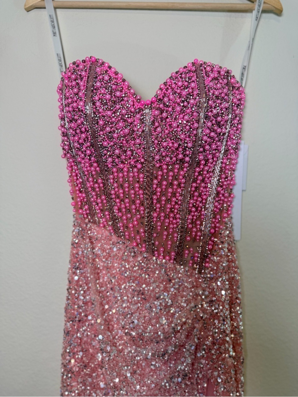 Portia & Scarlett PS26432C Pink Beaded Corset Gown Size 4 NWT $899 - Picture 5 of 16